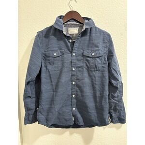 Free Planet Shirt BOYS 14/16 Blue Button Up Long‎ Sleeve Made In India